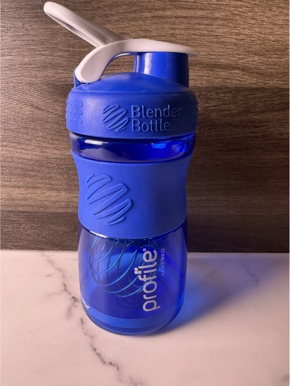 BlenderBottle SportMixer 17oz Blue Shaker Bottle BlenderBall ProFile Logo